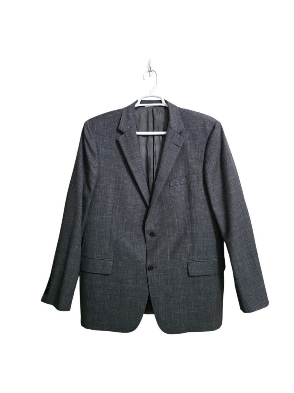 Hickey Freeman Vintage Milburn II Wool Windowpane Single Breasted Blazer Sz 46L